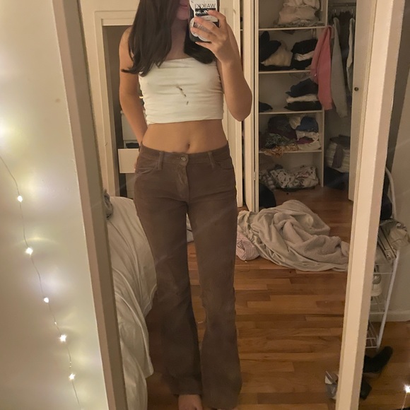 Brandy Melville brown corduroy flares- low waisted - Picture 1 of 2